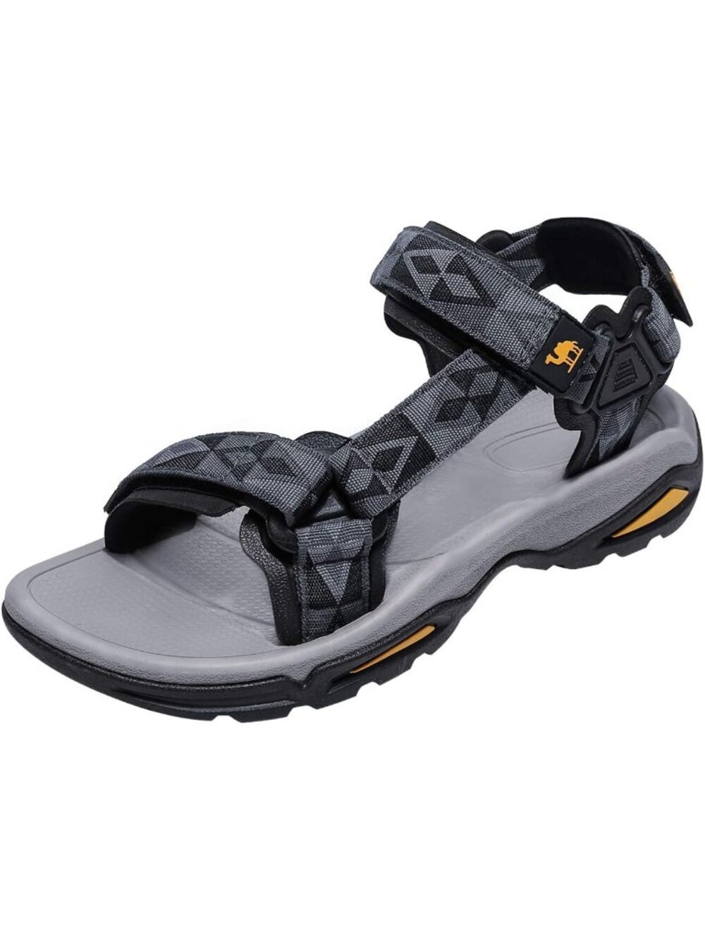 Men's Grey Black Arch Support Open Toe Beach Comfortable Hiking Sandals Shoes